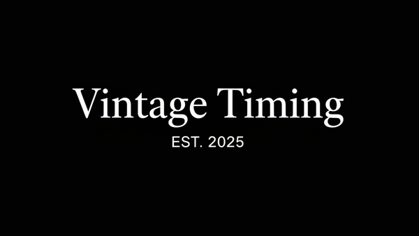 Mach mir ein logo wo Vintage timing drausteht es soll keine symbole haben und unter Vintage timing soll EST. 2025 stehen das Logo soll Weiss sein und der hintergrund schwarz
