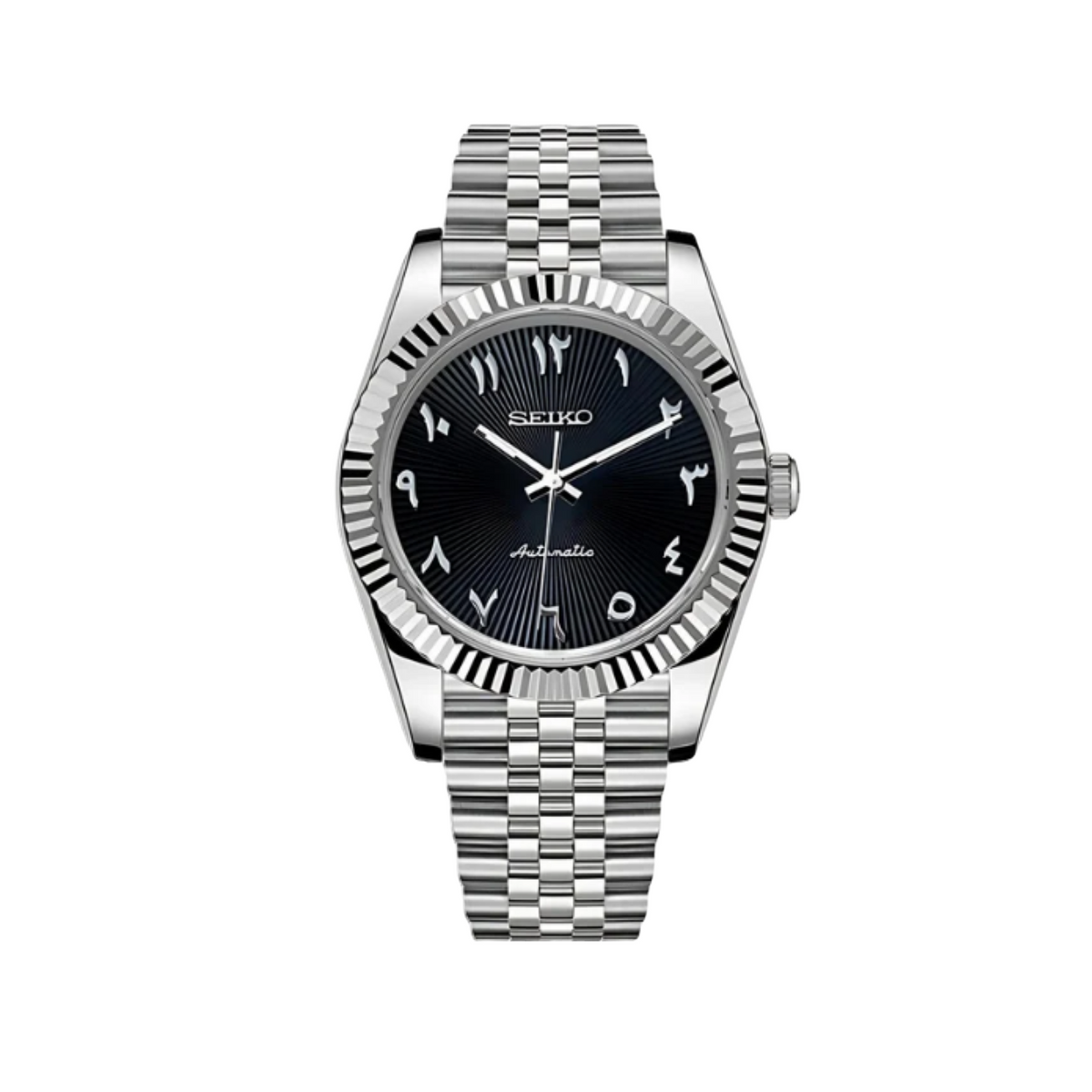Seiko Mod Datejust Arabic Black Dial