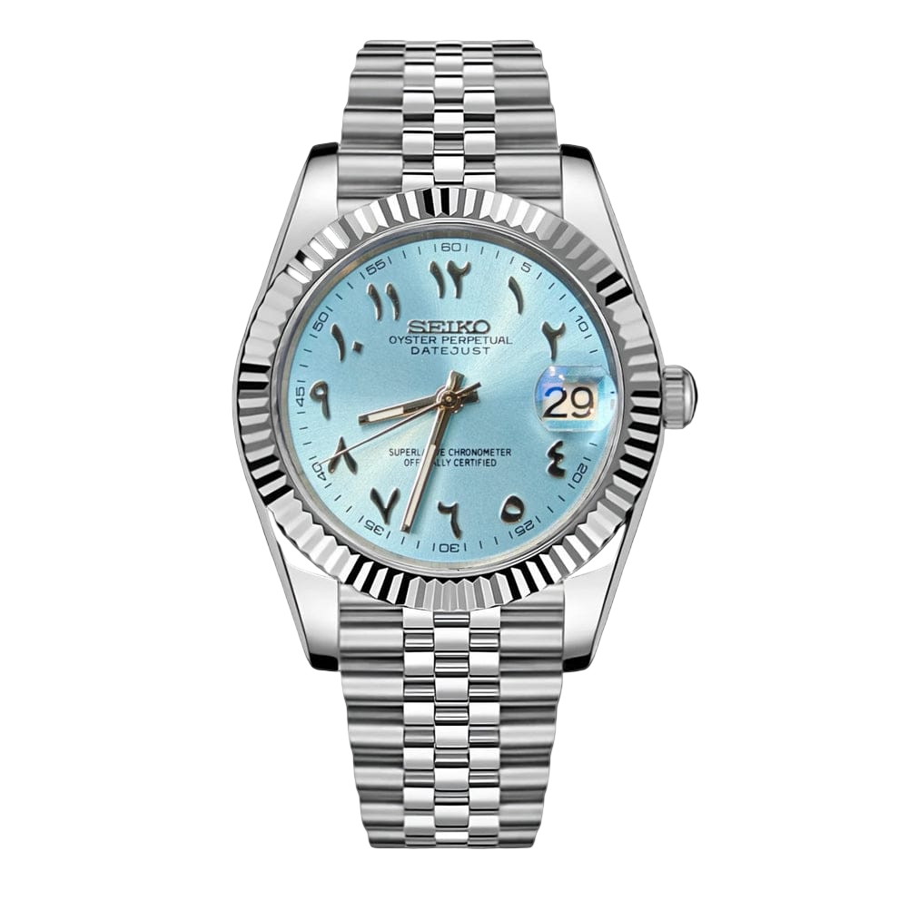 Seiko Mod Datejust Ice Blue Arabic Dial
