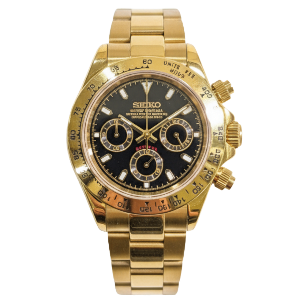 Seiko Mod Daytona Gold Black Dial