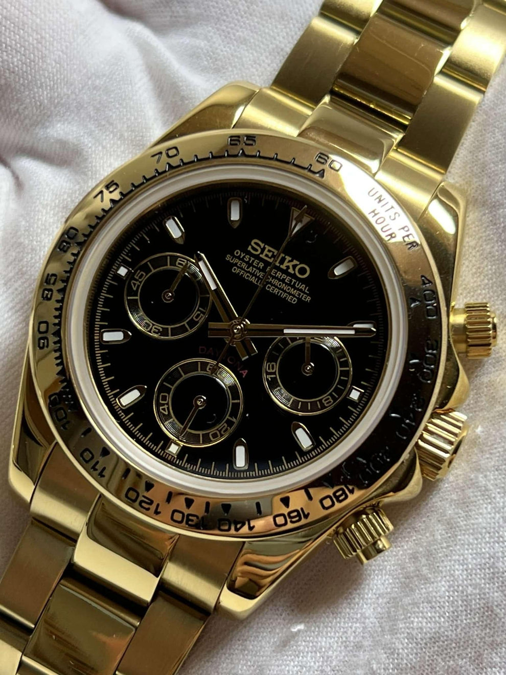 Seiko Mod Daytona Gold Black Dial