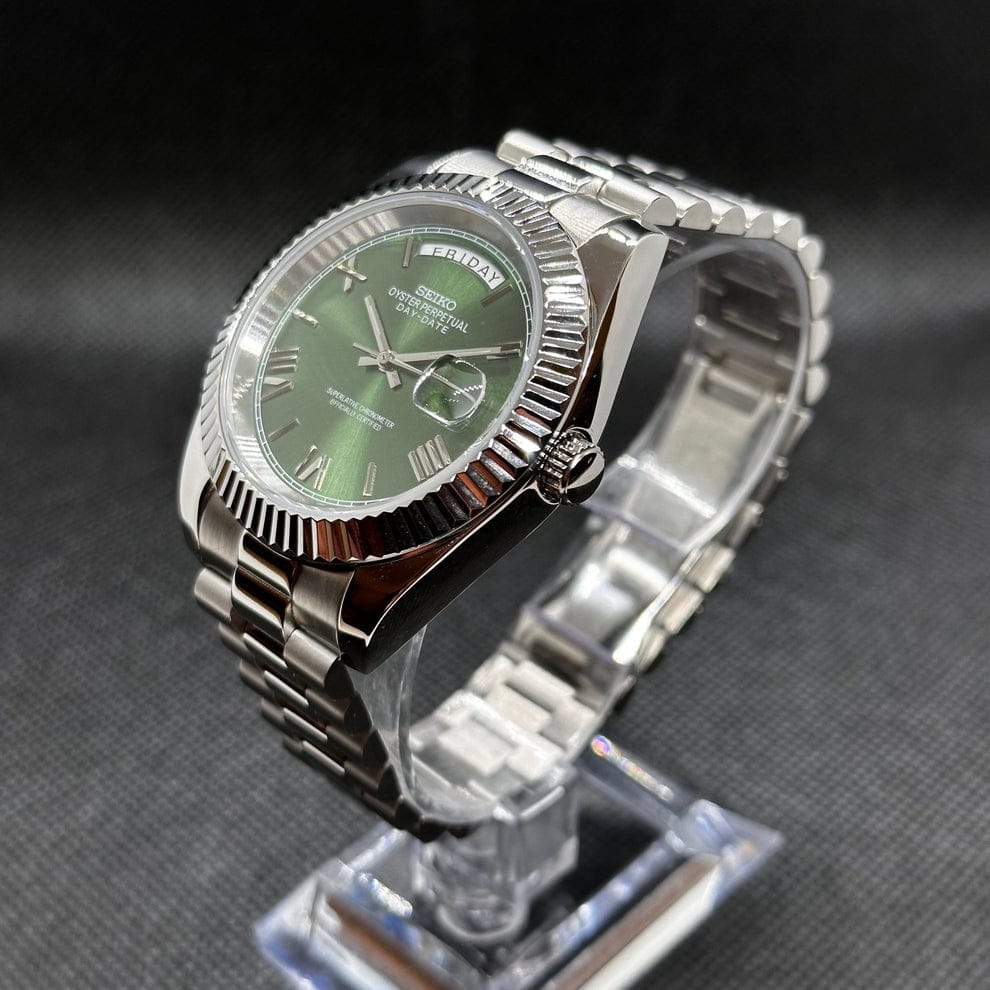 Seiko Mod Day-Date Green Roman Dial