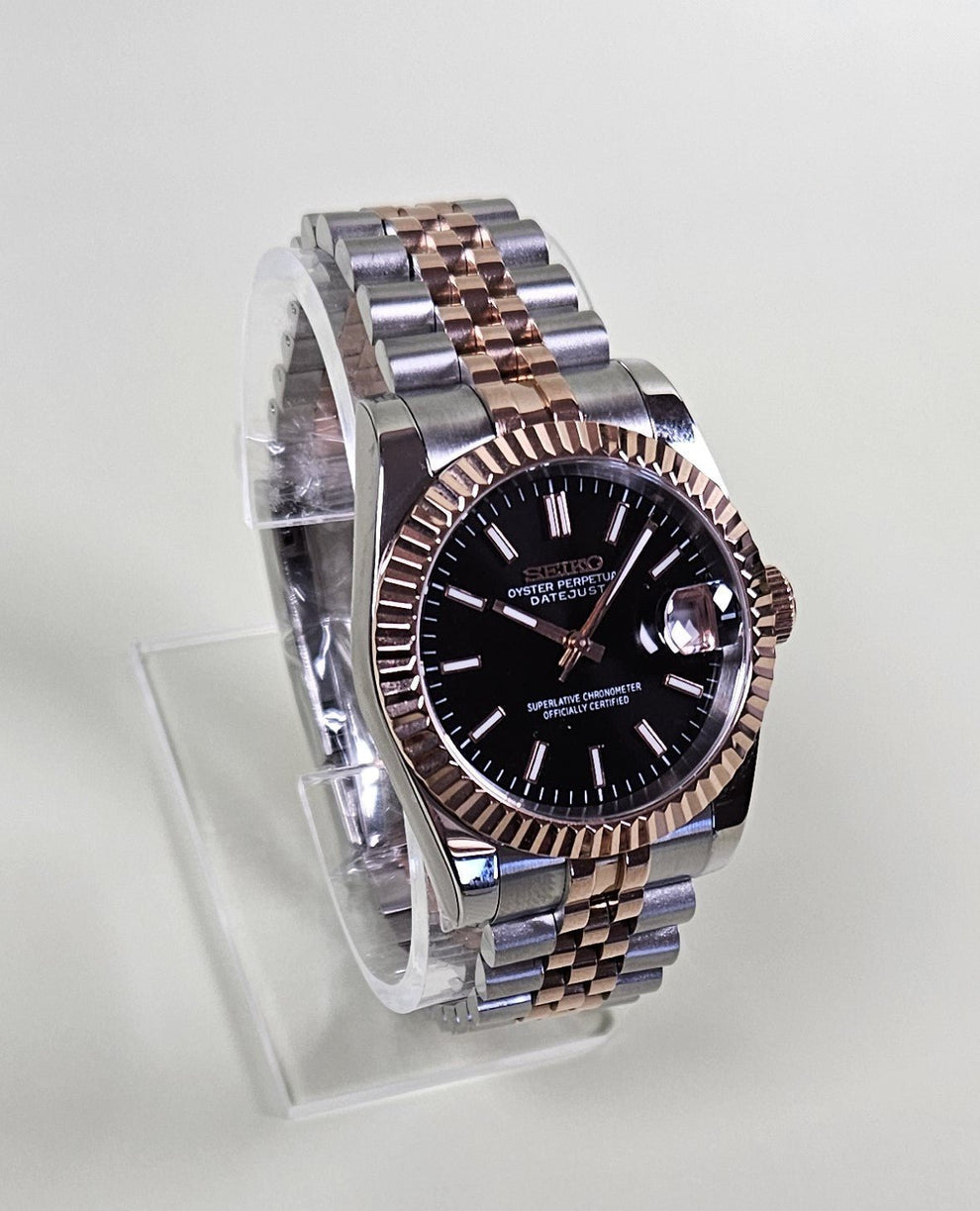 Seiko Mod Datejust Two Toned Black Dial