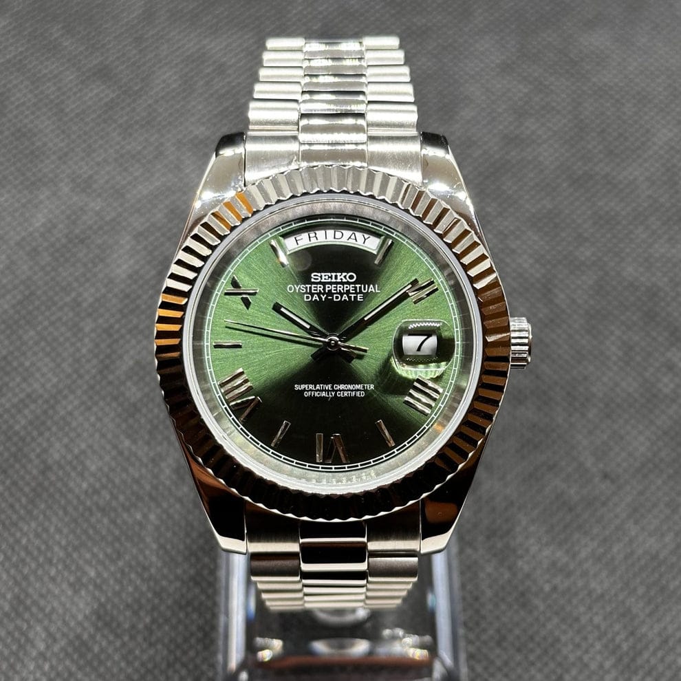 Seiko Mod Day-Date Green Roman Dial
