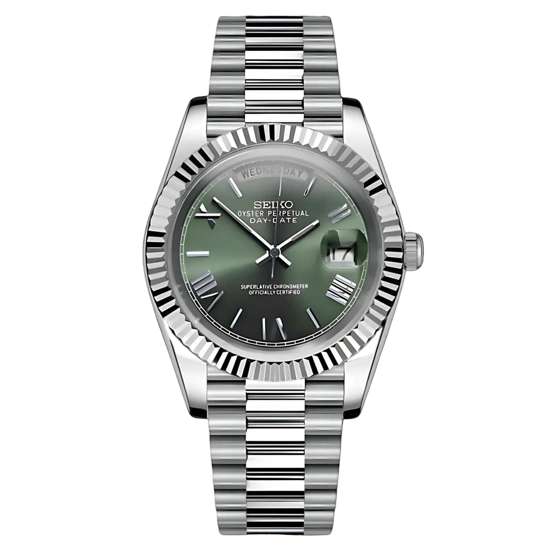 Seiko Mod Day-Date Green Roman Dial