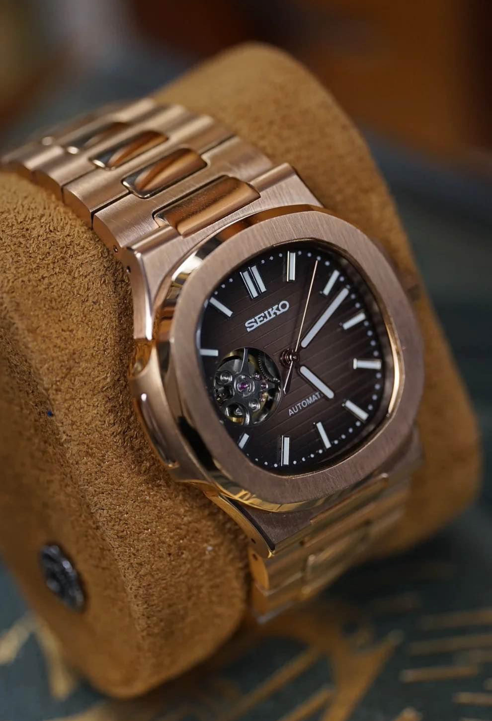 SEIKO MOD Nautilus Brown Open Heart