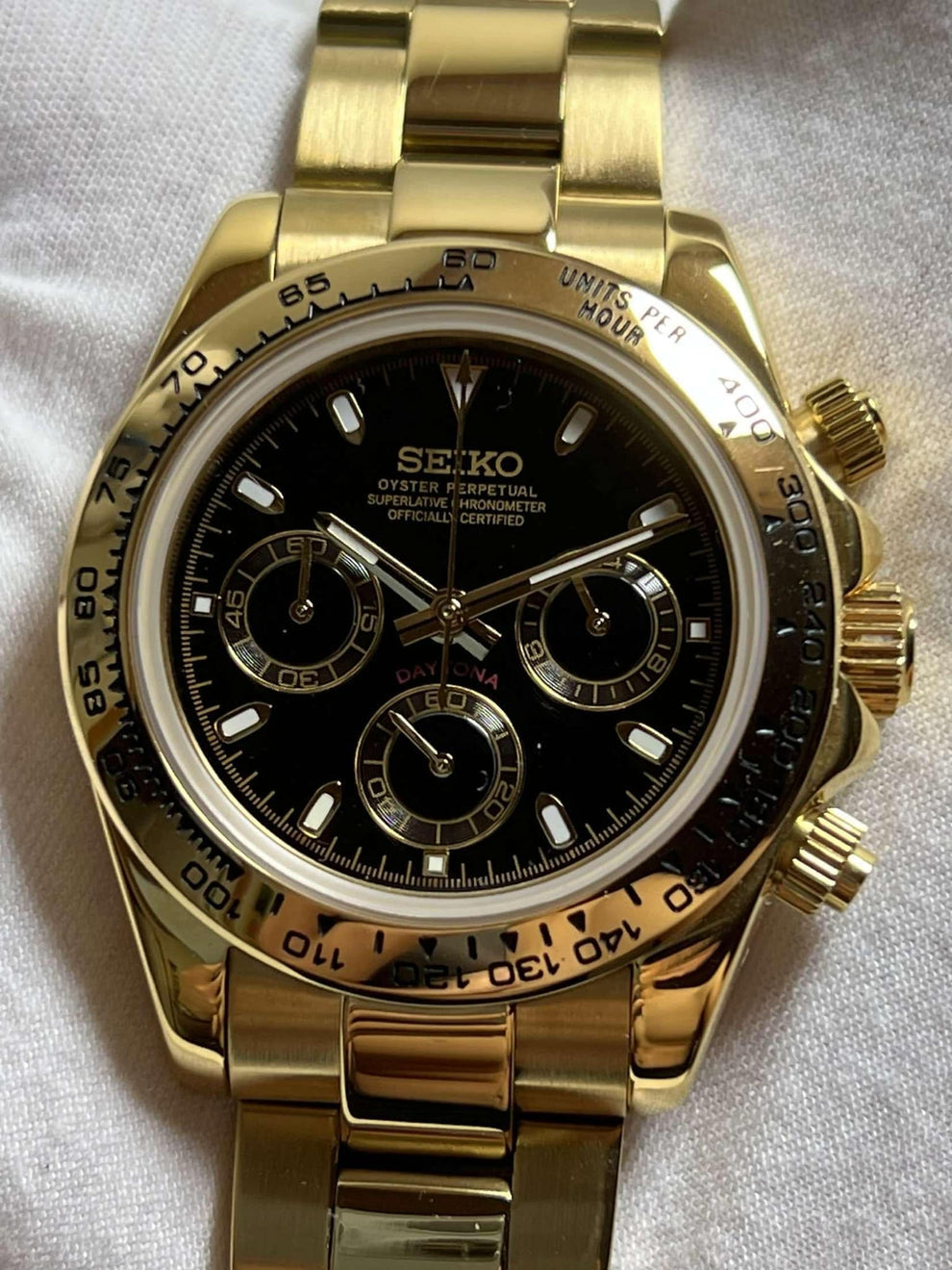 Seiko Mod Daytona Gold Black Dial