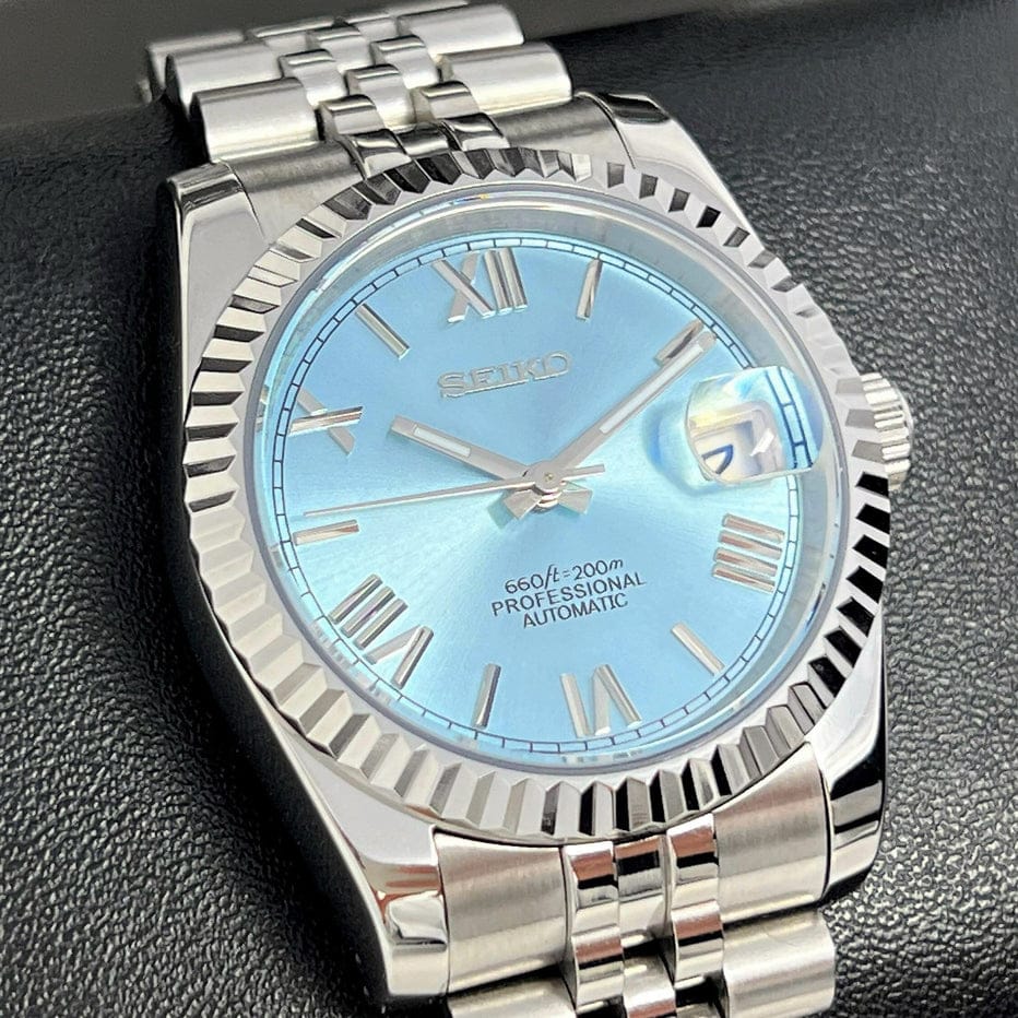 SEIKO MOD Datejust Ice Blue Roman Dial